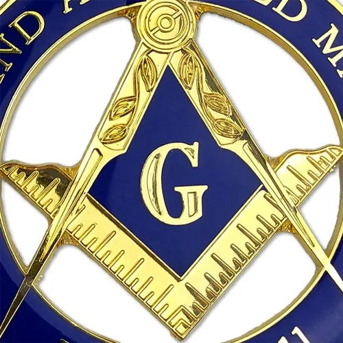 Vista 5 de Prince Hall Free Accepted Masons Emblema masónico azul y dorado para automóvil