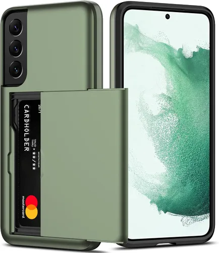 Vista 10 de Nvollnoe Funda para Samsung S22 con tarjetero 5G de 6.1 pulgadas, delgada, de doble capa, resistente, protector para Galaxy S22, funda con ranura