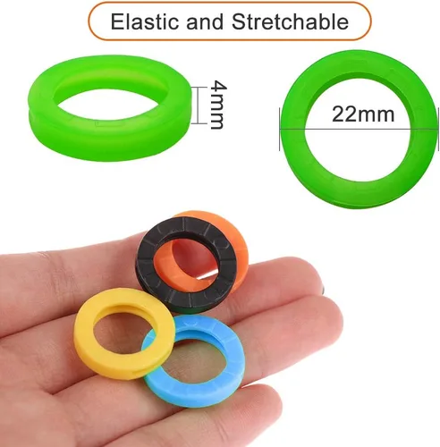 Vista 3 de 30 tapas de silicona para llaves, anillos de codificación de identificación de llave de plástico, colores surtidos