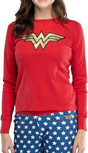 Vista 2 de INTIMO Conjunto de pijama con logotipo de purpurina para mujer Wonder Woman