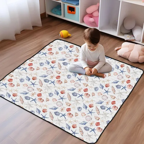 Vista 6 de Animal Coastal - Tapete grande y elegante para gimnasio y actividades para el suelo, acogedora y transpirable, para bebés y niños pequeños, 50 x 50