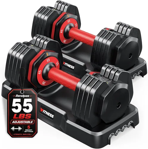 Vista 10 de Rendpas Adjustable Dumbbell Set, Quick Adjust Free Weights for Home Gym
