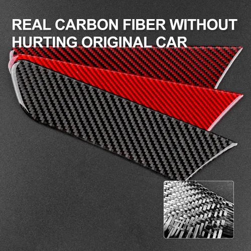 Vista 7 de AIRSPEED Adhesivo de fibra de carbono para cubierta del panel de control de elevación de la ventana de la puerta del automóvil, ajuste interior Rojo