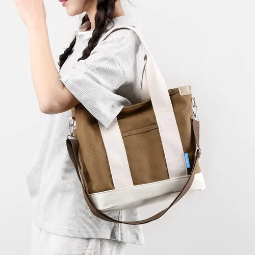 Vista 3 de Bolsos cruzados para mujer, bolsa de lona con cremallera, organizador de bolsillos, bolsa de almuerzo para mujer, bolso pequeño de hombro