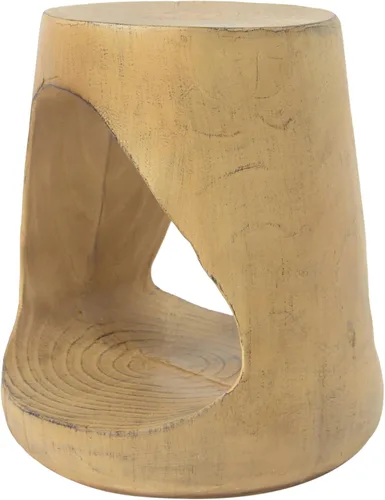 Vista 8 de SSLin Mesa auxiliar redonda hueca, mesa auxiliar de grano de madera marrón envejecida, mesa auxiliar de óxido de magnesio totalmente montada, mesa
