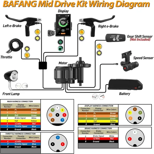 Vista 5 de Kit de conversión para bicicleta eléctrica Bafang con motor medio BBS-HD 48 V 1000 W, accesorios para motor, pantalla opcional, kit para tubo 36V