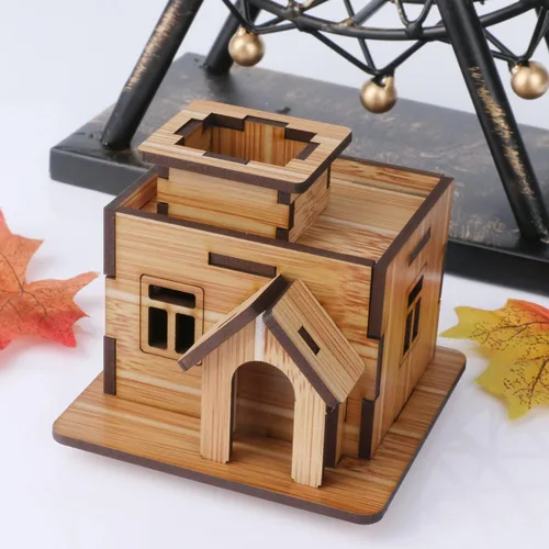 Vista 7 de Rompecabezas de madera 3D, mini kit de casa modelo de bricolaje, juguetes educativos, rompecabezas de regalo para niños y adultos