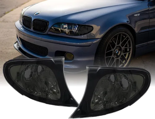 Vista 16 de DEPO 99-01 E46 4D - Juego de lámparas de señal de giro de esquina de color humo europeo (izquierda + derecha) compatible con BMW E46 1999-2001 Serie