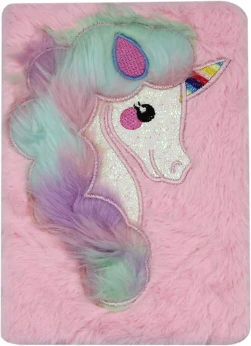 Vista 12 de BOLLEY JOSS Cuaderno de unicornio arcoíris para niños, diario de felpa para niñas y adolescentes, bloc de escritura con forro A5, 160 páginas