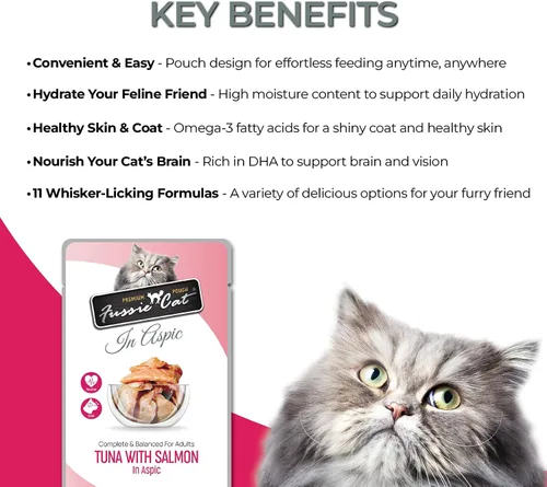 Vista 3 de Fussie cat Atún premium con salmón en Aspic