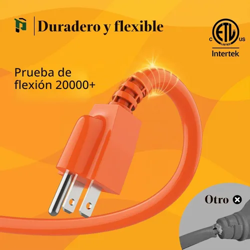 Vista 3 de Cable de extensión para exteriores de 6 pies Cable de extensión de 3 clavijas de calibre 16/3, 13A 1625 W SJTW, certificación ETL, ideal