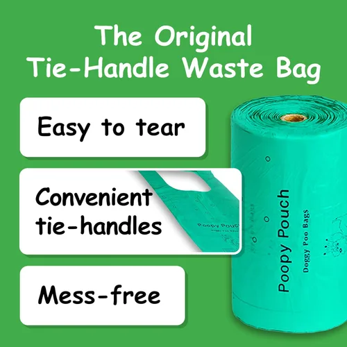 Vista 2 de Bolsas de basura para mascotas Tie-Handle – 6 rollos de 400 unidades (2400 unidades) bolsas perfumadas de limón de 7 x 15 pulgadas con asas