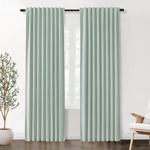 Vista 41 de SHINELAND Cortinas opacas cortas para ventanas de dormitorio, cortinas de baño, 45 pulgadas de largo