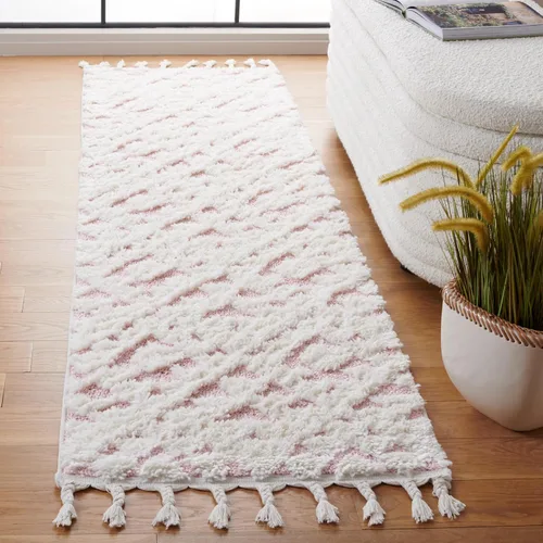 Vista 64 de SAFAVIEH Alfombra marroquí con borlas, 2 x 3 pies, marfil y marrón, no desprende pelusa y fácil de limpiar, textura alta y baja, ideal