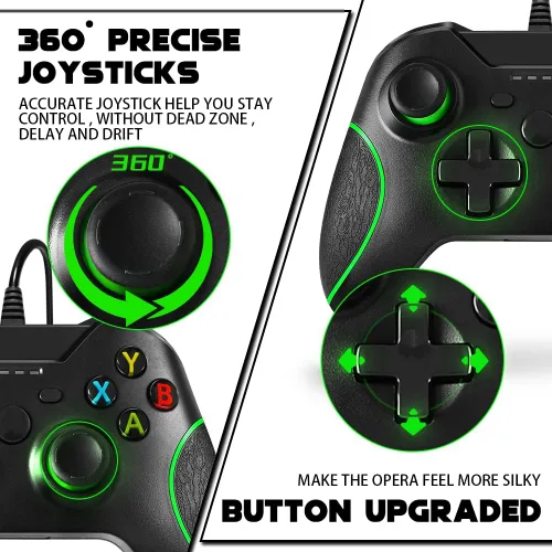 Vista 3 de Replacement for Wired Xbox One Controller, Black Gamepad Joystick Controller for Xbox OneSeries XSPC Windows with 3.5mm Audio Jack