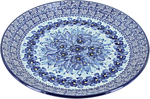 Vista 15 de Cerámica pulida de rosa azul – Plato de cena Athena marrón – 10.5 pulgadas de diámetro – Ideal para comidas diarias, comidas informales o como