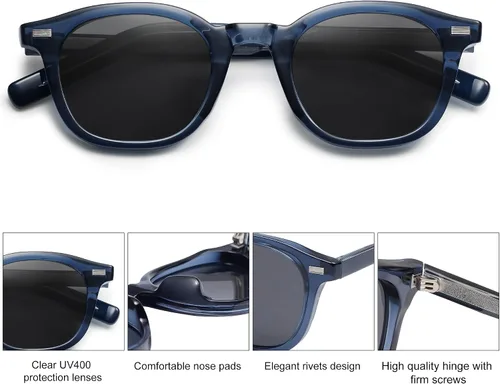 Vista 4 de SOJOS Gafas de sol cuadradas para mujeres y hombres, protección UV, diseño de moda, estilo rectangular, unisex, SJ2316