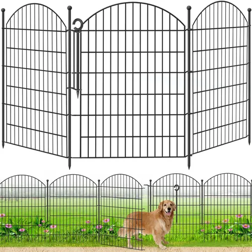 Vista 16 de Valla Decorativa de Jardín 24 pulgadas (Alto) x 10 pies (Largo), Paquete de 5 Valla Sin Excavación Barrera para Animales para Perro con Cerradura