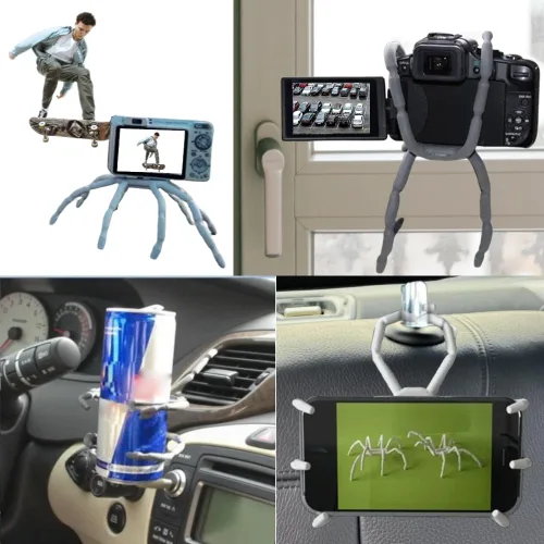 Vista 8 de Soporte universal multifunción portátil de araña flexible para iPhone Samsung Google Pixel Soporte para teléfono celular Smartphones Tablets