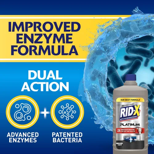 Vista 4 de RID-X Tratamiento de tanque séptico Platinum Liquid Suministro de 6 meses - Nuestra mejor fórmula con x2 más reducción de residuos