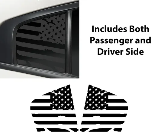 Vista 4 de Bogar Tech Designs - Vinilo adhesivo precortado para ventana con diseño de la bandera de EE.UU., compatible con Dodge Charger 2011-2023, negro mate