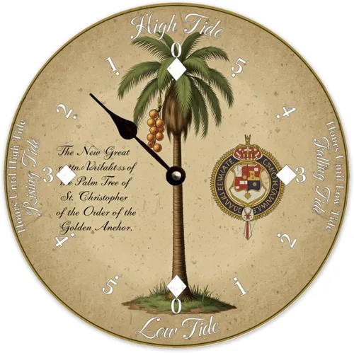 Vista 6 de Tide Clock for Wall Myrtle Beach Time Coastal Clocks Beach Navy-3