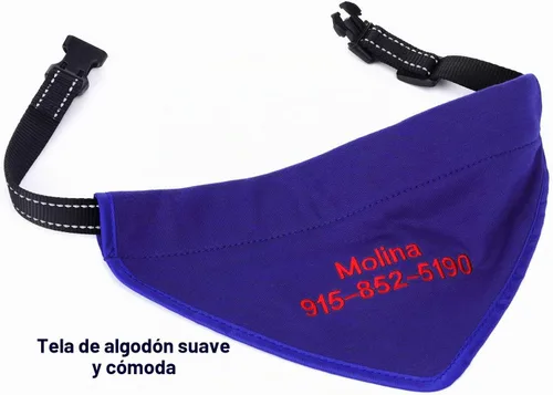 Vista 2 de Bandana personalizada para perro bordada con nombre personalizado, bufanda de algodón transpirable para cachorros con babero ajustable XS S M L