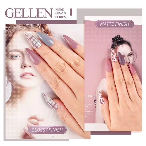Vista 4 de Gellen Kit de esmalte de uñas en gel, 6 colores grises Nude, diseño popular de arte de uñas, pasteles clásicos, tonos naturales, esmalte de gel