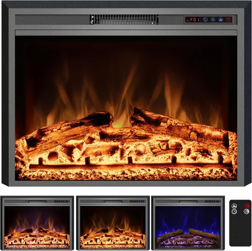 Vista 14 de Insertos de chimenea eléctrica de 23.6", brillo ajustable, termostato y temporizador, protección contra sobrecalentamiento, 750/1500W