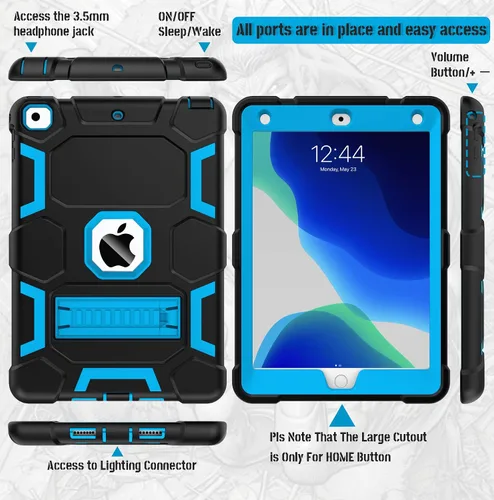 Vista 7 de CCMAO Funda para iPad de 6ª/5ª generación (9.7 pulgadas, 2018/2017), iPad Air de 2ª generación (2014) con soporte, funda protectora híbrida a prueba