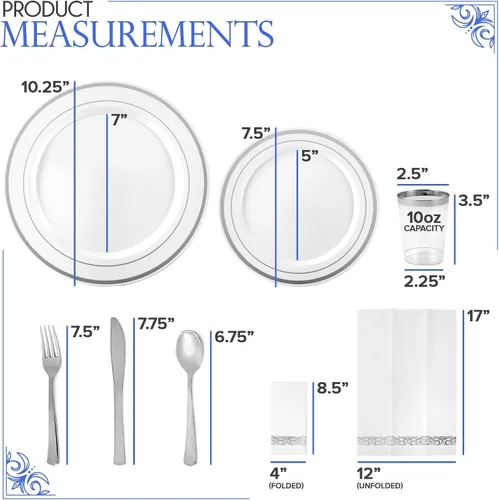 Vista 2 de 28 Pack Silver Dinnerware Party Set (28 Pack)