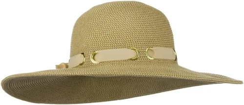 Vista 4 de Jeanne Simmons UPF 50+ Sombrero de ala plana ancha negro ribete Tweed marrón