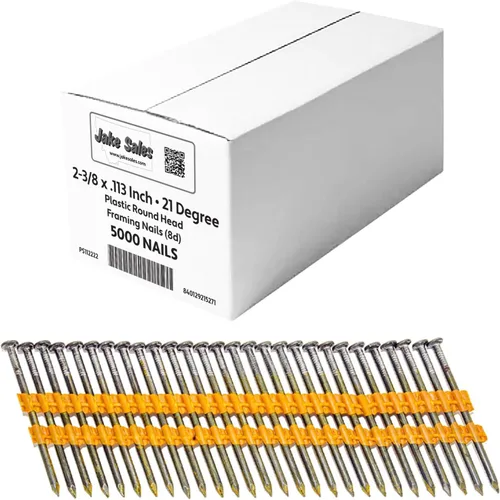 Vista 10 de 2-3/8 pulgadas x .113 (8d) 21 grados de plástico de 21 grados en tira de plástico - (caja pequeña) ~ 700 clavos