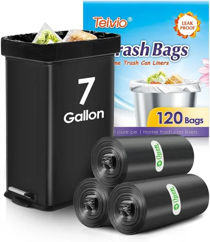 Vista 40 de Bolsas de basura medianas de 10 galones, 40 unidades, bolsas altas de basura para cocina de Teivio, 9 galones 10 galones 11 galones, forros