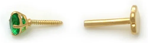 Vista 4 de AVORA Piercing redondo de oro blanco de 14 quilates con diamante de imitación de 0.1 quilates (0.1 quilates), piercing para cartílago con parte