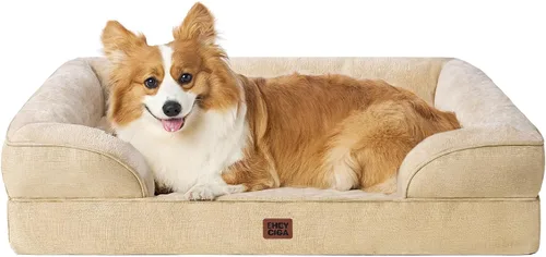 Vista 83 de EHEYCIGA – Cama ortopédica impermeable para perros pequeños, de espuma viscoelástica tipo caja de huevos, con bordes elevados y base antideslizante