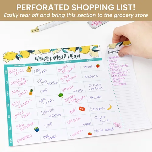 Vista 4 de bloom daily planners - Bloc de notas semanal para planificar las comidas con imanes para el refrigerador, incluye una «Lista de compras