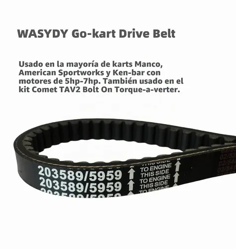 Vista 3 de Go Kart - Correa de transmisión para convertidor de par Go Kart serie 30, sustituye a Manco 5959 / Comet 203589/Coleman KT196/Murray 12-8487