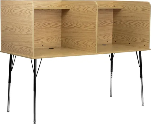 Vista 7 de Flash Furniture Carrel de estudio ajustable, gris Nebulosa Gris