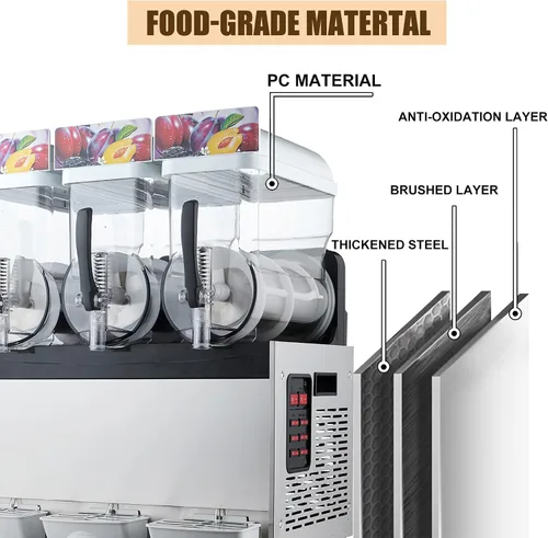 Vista 4 de KnoRRs 15/30/45L Máquina comercial de hielo Slush, Máquina de enfriamiento de bebidas que hace, Máquina de jugo de granizado de enfriamiento