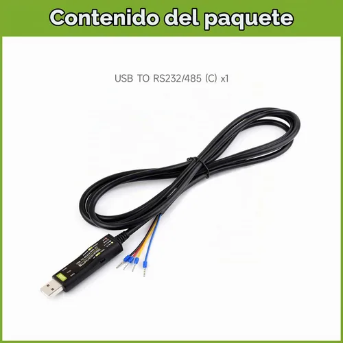Vista 2 de Wavesahre - Cable USB a serie RS232/485, chip FT232RNL original, compatible con Mac, Linux, Android, Win11/10/8.1/8/7, indicadores de alimentación