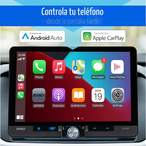 Vista 2 de Jensen J1CA10FL 10.1" Apple CarPlay Android Auto Single/Double DIN inalámbrico Fits single or double DIN, wired or wireless Certified Apple