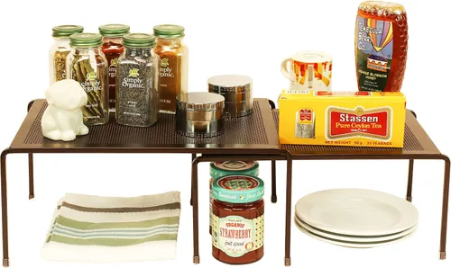 Vista 4 de Deco Brothers - Organizador de estantes ampliables para cocina y mostrador Bronce