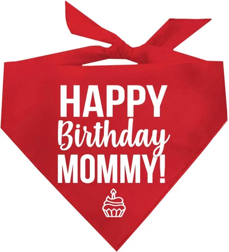 Vista 12 de Bandana para perro Happy Birthday Mommy! - Bandana para perro, triángulo ajustable 100% algodón, fabricada en Estados Unidos, cumpleaños, tema