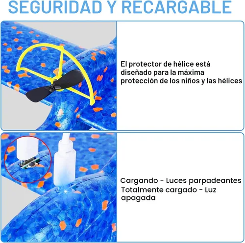Vista 5 de Fuwidvia Juguete de Avión de Espuma Eléctrico, Paquete de 2 LED 15/25s Juguete de Avión para Niños, Juguete Volador al Aire Libre Regalos