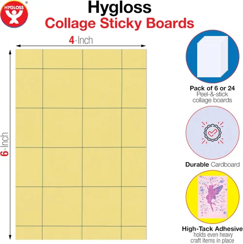 Vista 2 de Hygloss Pizarras adhesivas para collage – Paquete de 24 tableros de collage autoadhesivos de 4 x 6 pulgadas para niños, tableros de montaje