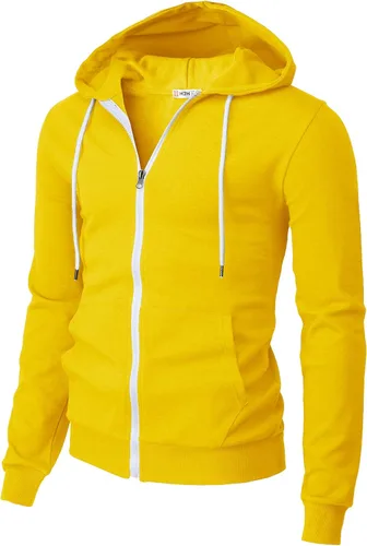 Vista 49 de H2H Sudadera con capucha y cremallera para hombre, ligera, de manga larga, básica, ajustada, de algodón, con bolsillo Cmohol048-gris