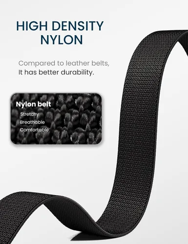 Vista 4 de GEIT - Cinturón elástico de nylon con hebilla de metal de liberación rápida, 3,4 cm, cinturón táctico invisible para golf casual