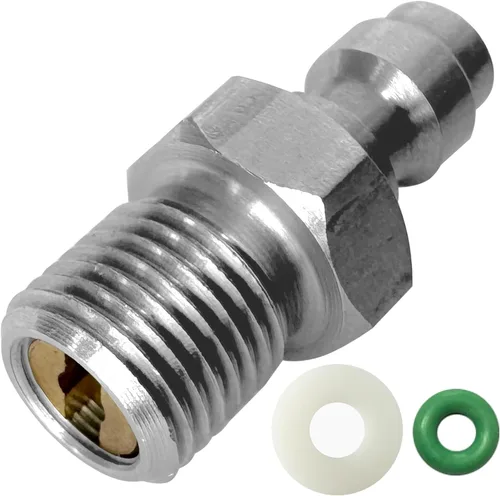 Vista 9 de Adaptador de enchufe de desconexión rápida de 0.315 in, rosca macho NPT de 1/8 pulgadas, accesorios de adaptador Foster PCP Airsoft, cobre chapado