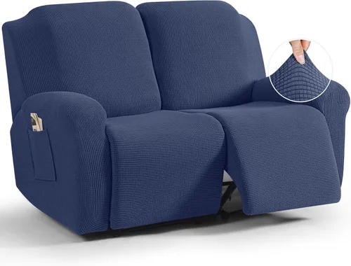 Vista 28 de TAOCOCO Funda reclinable de 4 piezas, funda elástica para sofá reclinable de 4 piezas, funda reclinable con 1 asiento, protector de sofá suave